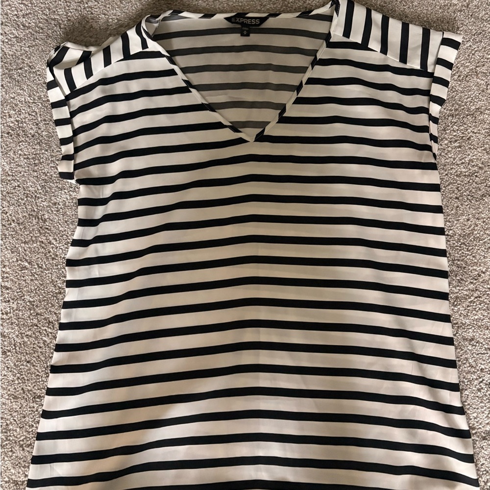 Express Women's Striped V-Neck Blouse